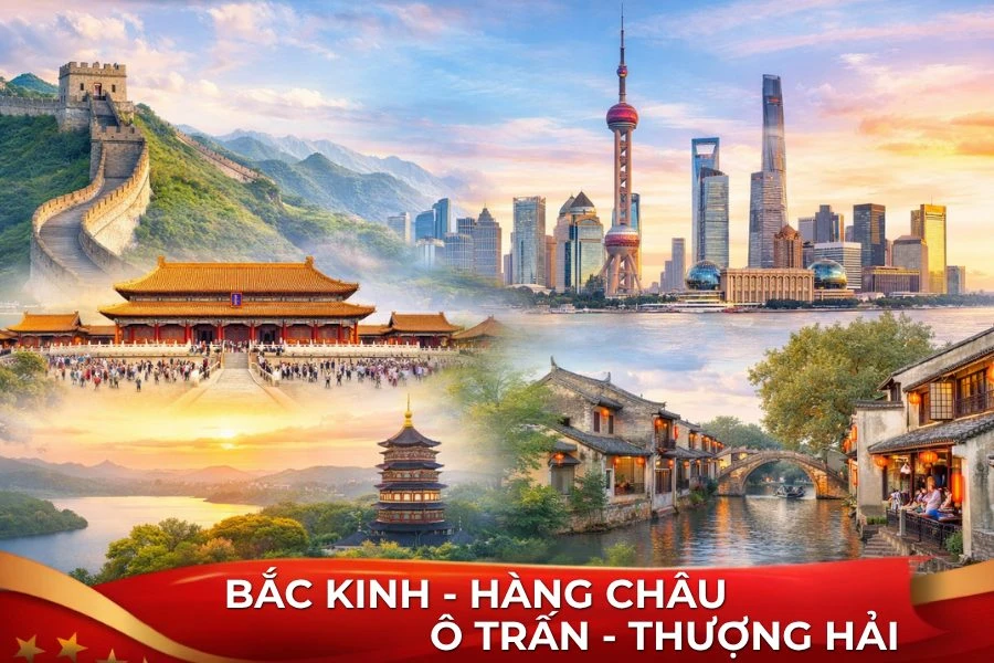 BẮC KINH - THƯỢNG HẢI - HÀNG CHÂU - Ô TRẤN 6N5Đ VNA